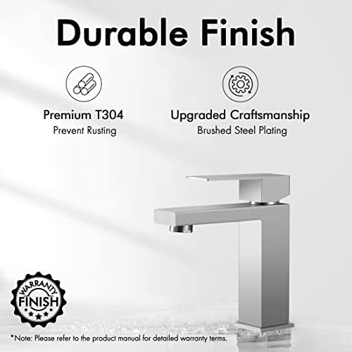 KES Single Hole Bathroom Faucet Brushed Nickel NSF Certified