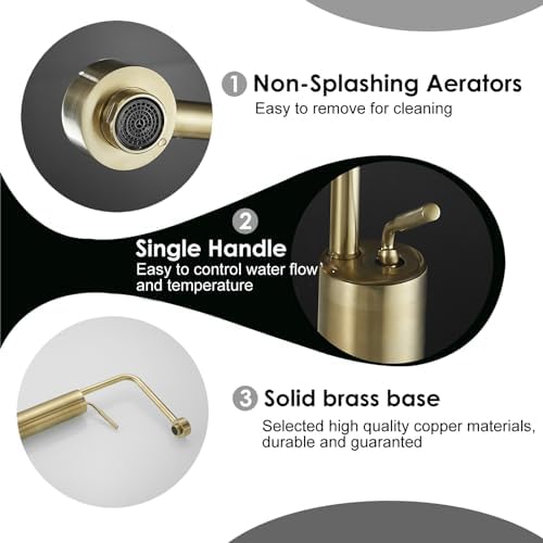 Hiendure Gold-Brushed Faucet - Bathroom Sink Instantly Perfect