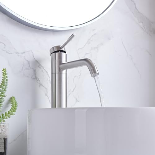 Gleaming Touch Faucets - Modern Brushed Nickel Vessel Sink Faucet