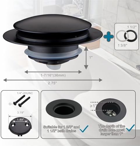 Sturdy Black bathtub drain stopper