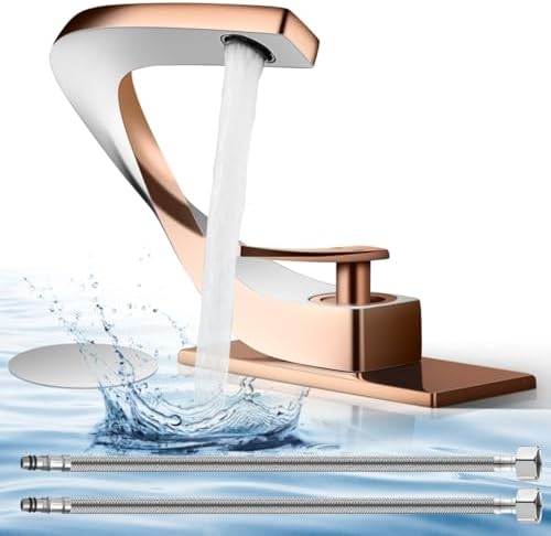 SONMAJIA Single Handle Single Hole Bathroom Faucet Brushed Golden Gold Finish