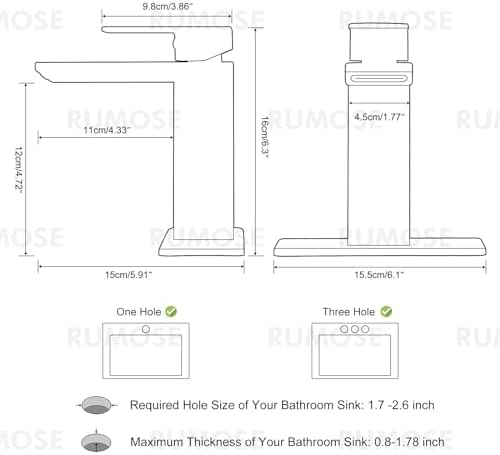 RUMOSE Brushed Gold Bathroom Faucet Set with Deck Plate