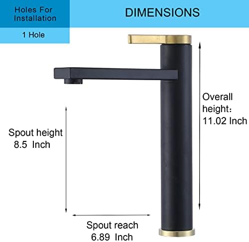 Stylish Vessel Sink Faucet Black Gold