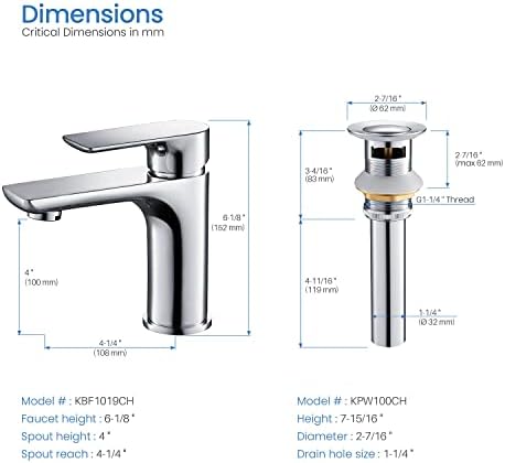 KIBI Durable Stylish Single Handle Bathroom Sink Faucet Chrome Finish Rust-Resistant