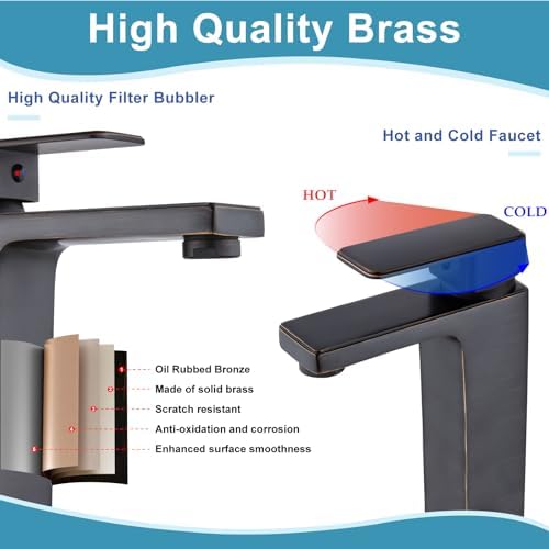 Midanya Single Handle Oil-Rubbed Bronze Bathroom Faucet with 118 GPM Flow