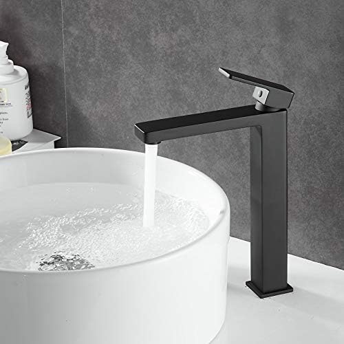 NEWRAIN Modern Single Handle Matte Black Bathroom Faucet