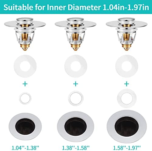 Universal Bathroom Sink Stopper with Hair Catcher