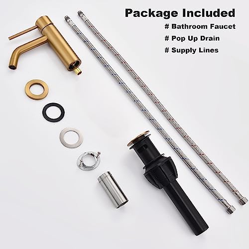 JXMMP Floral Park Style Brushed Brass Bathroom Faucet