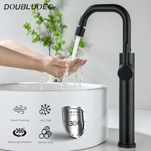 Bath Faucet 360 Swivel Tall Bath Sink Black