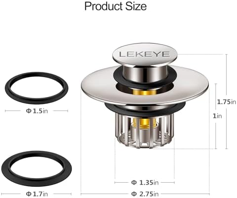 Efficient 2-in-1 bathtub drain stopper with hair trap Rustproof Durable