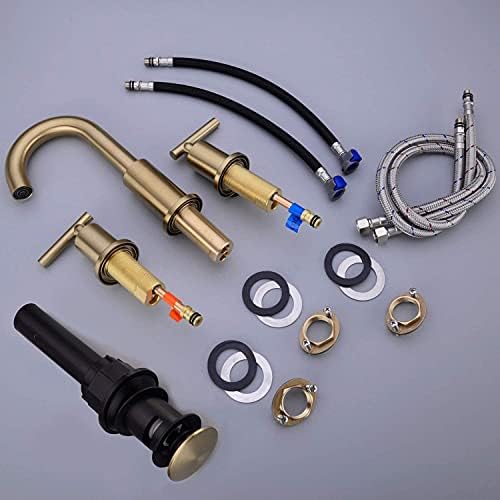 TRUSTMI Brushed Gold Bathroom Faucet and 4 Piece Hardware Accessories Set Bundle