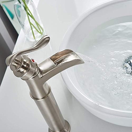 Bathfinesse Vessel Sink Faucet Waterfall Flow Brushed Nickel