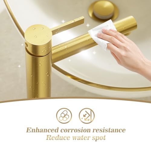 Brushed Gold Faucet Tall Bathroom Faucet 3-Year Warranty