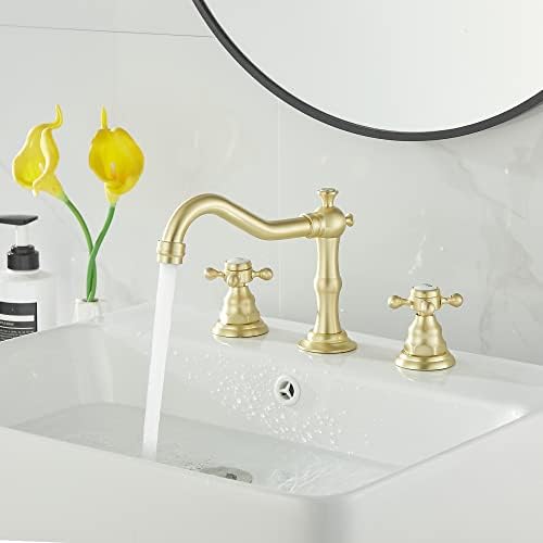 Elegant 118 GPM Gold_surface Bathroom Faucet with 2 Handles 3 Holes