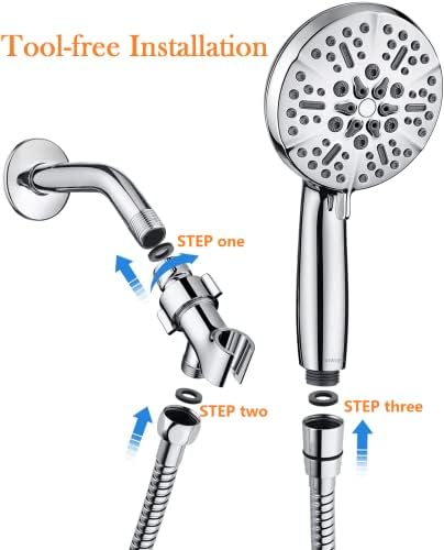 BOWGER Handheld Shower Head - High Pressure 60 Hose Premium Bath Experience