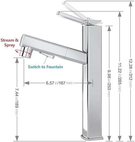 Durable Stylish Vessel Sink Faucet with 3 Spray Modes for Efficient Cleaning