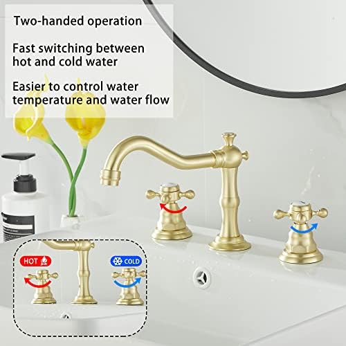 Elegant 118 GPM Gold_surface Bathroom Faucet with 2 Handles 3 Holes