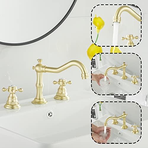 Elegant 118 GPM Gold_surface Bathroom Faucet with 2 Handles 3 Holes