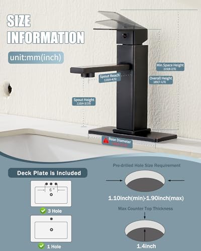 Casavilla Oil Rubbed Bronze Bathroom Sink Faucet with Pop-Up Drain