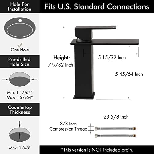 Sturdy Black Faucet Waterfall Bathroom Sink with 27-Year Warranty