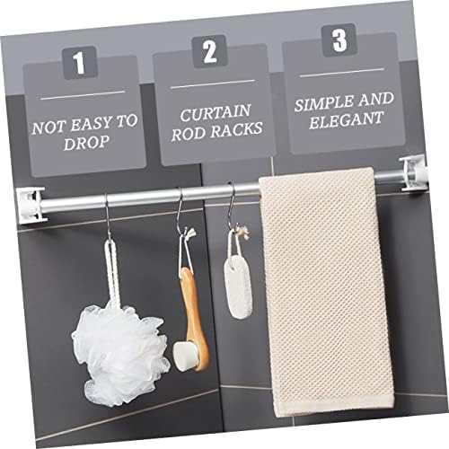 HAMPPLIES 1set Adhesive Shower CurtainRod Holders No Drill Tension Retainer