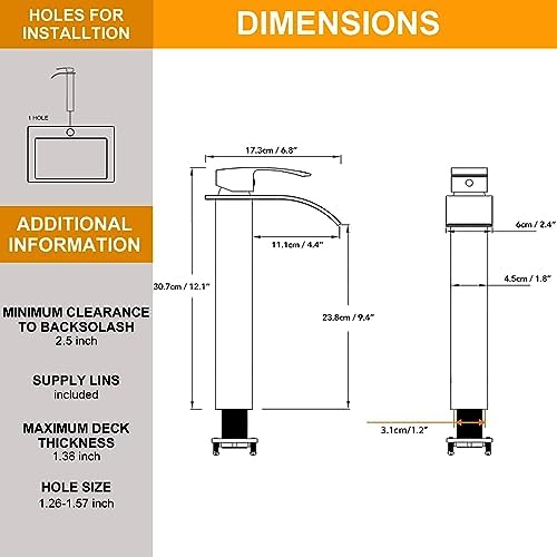 BESy Polished Chrome Waterfall Spout bathroom faucet