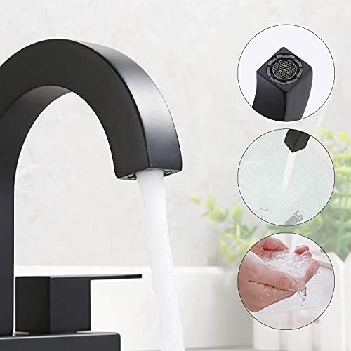 Premium 2-Handled Matte Black Bathroom Faucet with Overflow Drain