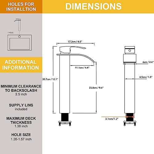 BESy Touch on Faucet - Waterfall Design Brushed Nickel Durable Modern