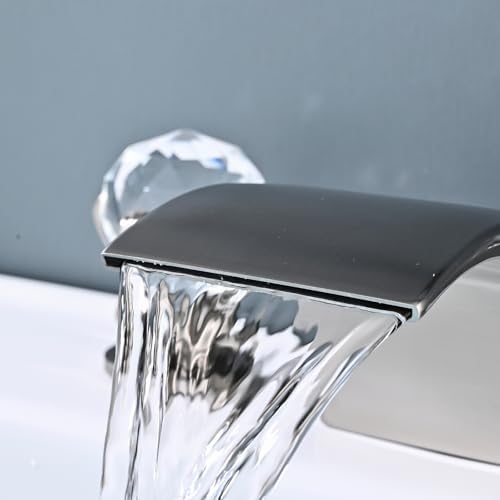 3 Holes Widespread Brushed Gold Faucet with 2 Knob Handles