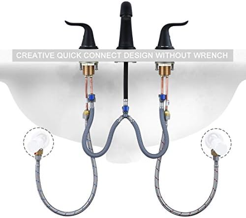 WOWOW 3-Hole Black Widespread Faucet