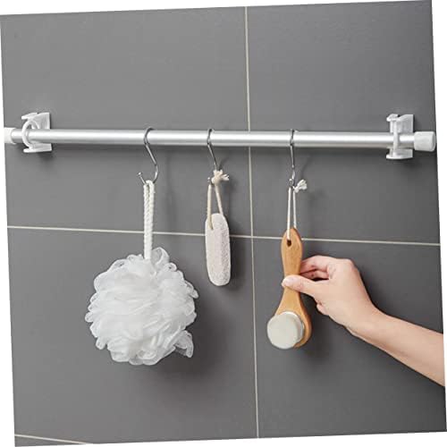 HAMPPLIES 1set Adhesive Shower CurtainRod Holders No Drill Tension Retainer