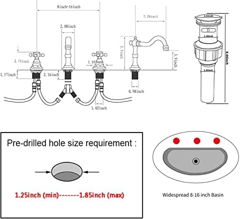 Widespread 3-Hole Faucet Two Handles for Smooth Flow