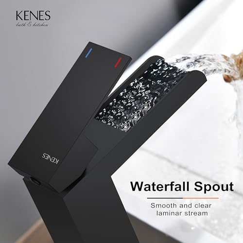KENES Tall Bathroom Faucet Modern Design with Matte Black Finish