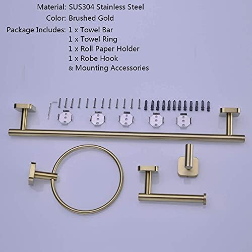 TRUSTMI Brushed Gold Bathroom Faucet and 4 Piece Hardware Accessories Set Bundle