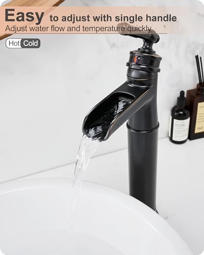 Stunning Vessel Faucet Flowing Waterfall in Oil Rubbed Bronze