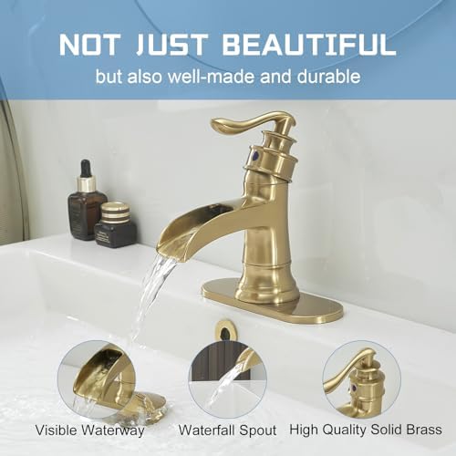 Homevacious Brushed Gold Single Handle Bathroom Faucet 1