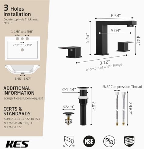KES Black Vanity Faucet 8-Inch Matte Black Stimulating Design
