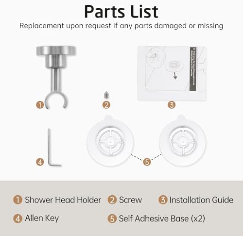 Stainless Steel Adjustable Shower Head Holder for Wall Mount - No Drilling Required