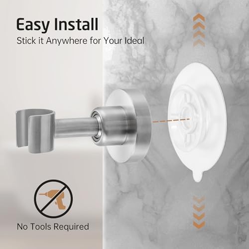 Stainless Steel Adjustable Shower Head Holder for Wall Mount - No Drilling Required