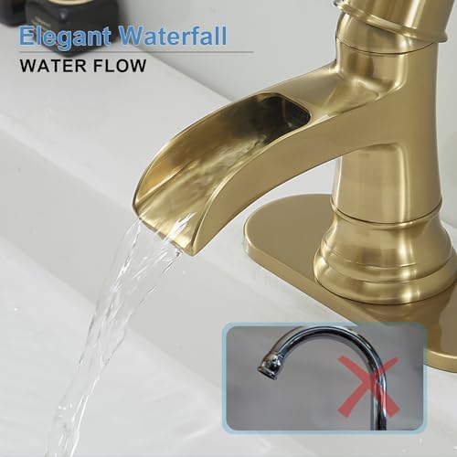 Homevacious Brushed Gold Single Handle Bathroom Faucet 1