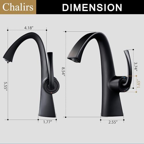 Chalirs Matte Black Single-Handle Bathroom Faucet