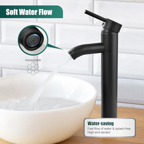 Sturdy Vessel Sink Faucet Matte Black Single Handle Durable for Heavy Use