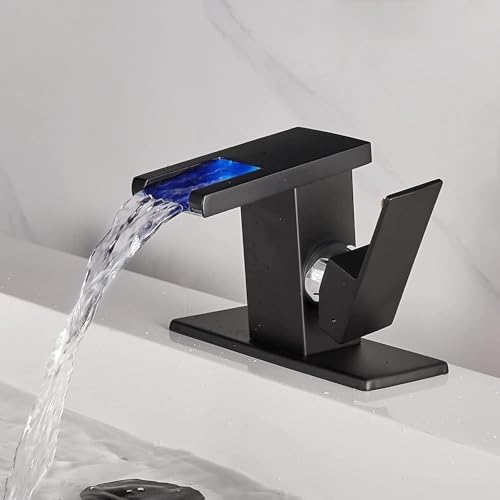 LED Bathroom Sink Faucet Waterfall Spout Skybathjoy
