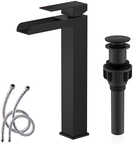 KENES Tall Bathroom Faucet Modern Design with Matte Black Finish