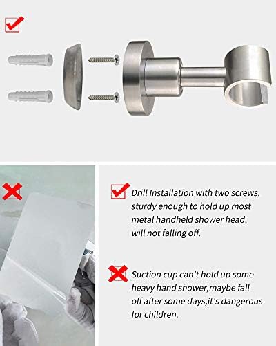PHASAT Sturdy 304 Stainless Steel Adjustable Wall-Mounted Handheld Shower Head Bracket
