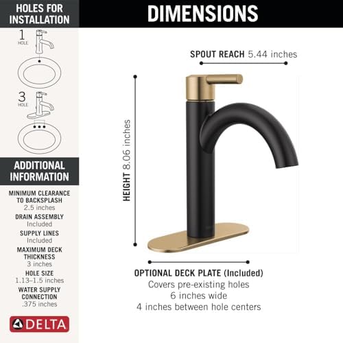 Delta Faucet Nicoli Matte Black Single Hole