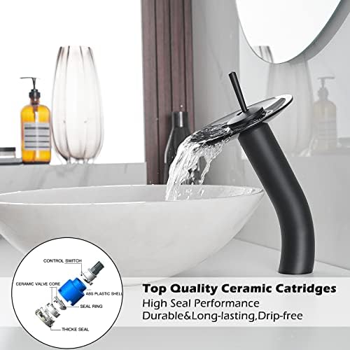 BWE Black Waterfall Bathroom Faucet