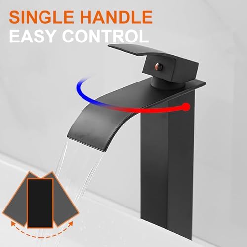RUITHOE Matte Black Vessel Sink Faucet - Modern Touch On Faucet for Bathroom
