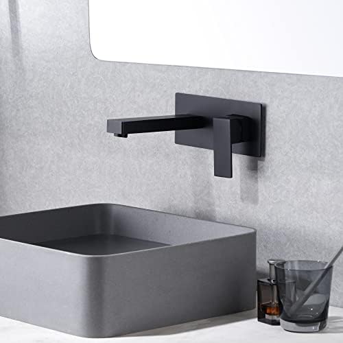 Stylish Wall-Mounted Bathroom Faucet Durable Brass Black Finish