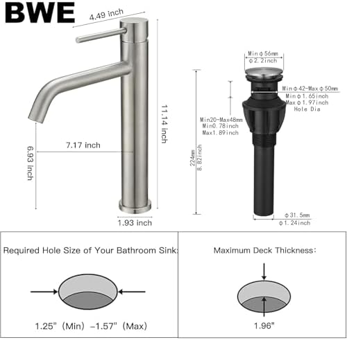 BWE Touch-On Faucet Stainless Steel